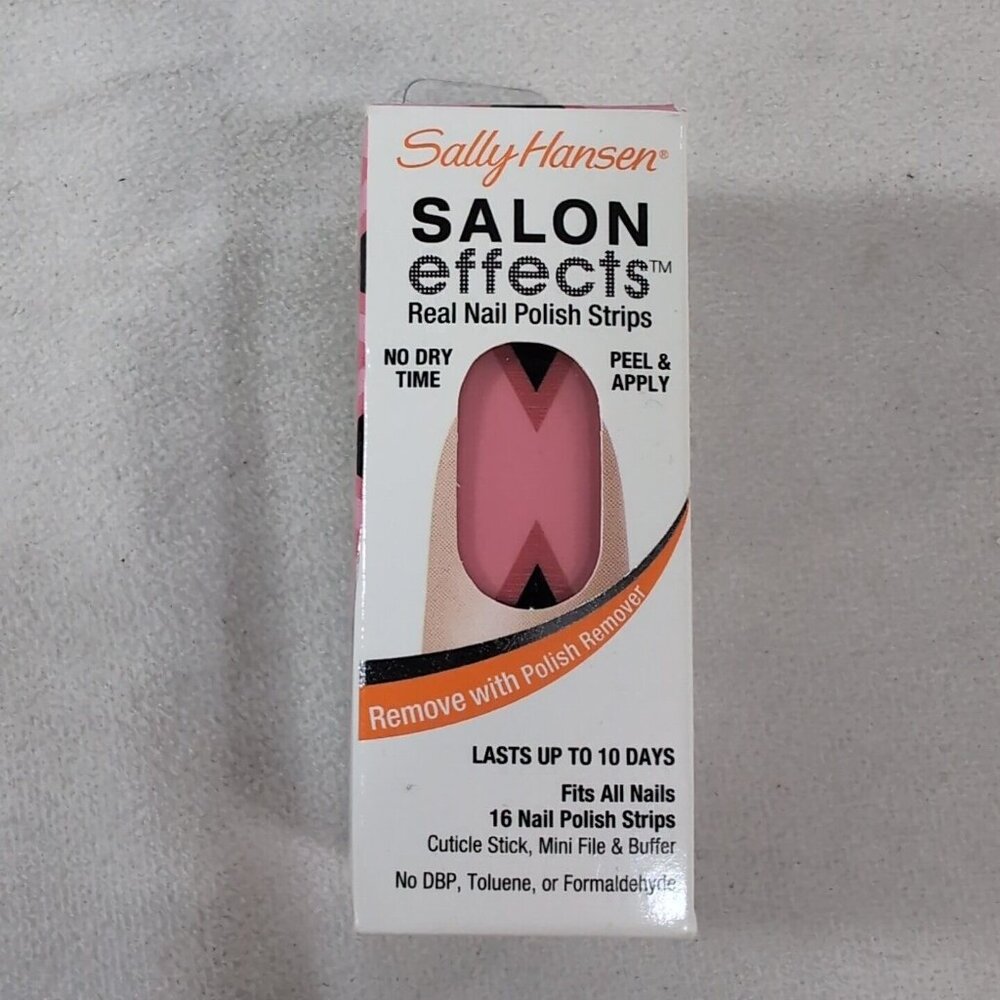 Sally Hansen Salon Effects Real Nail Polish Strips Peel Pink Black V Stripes